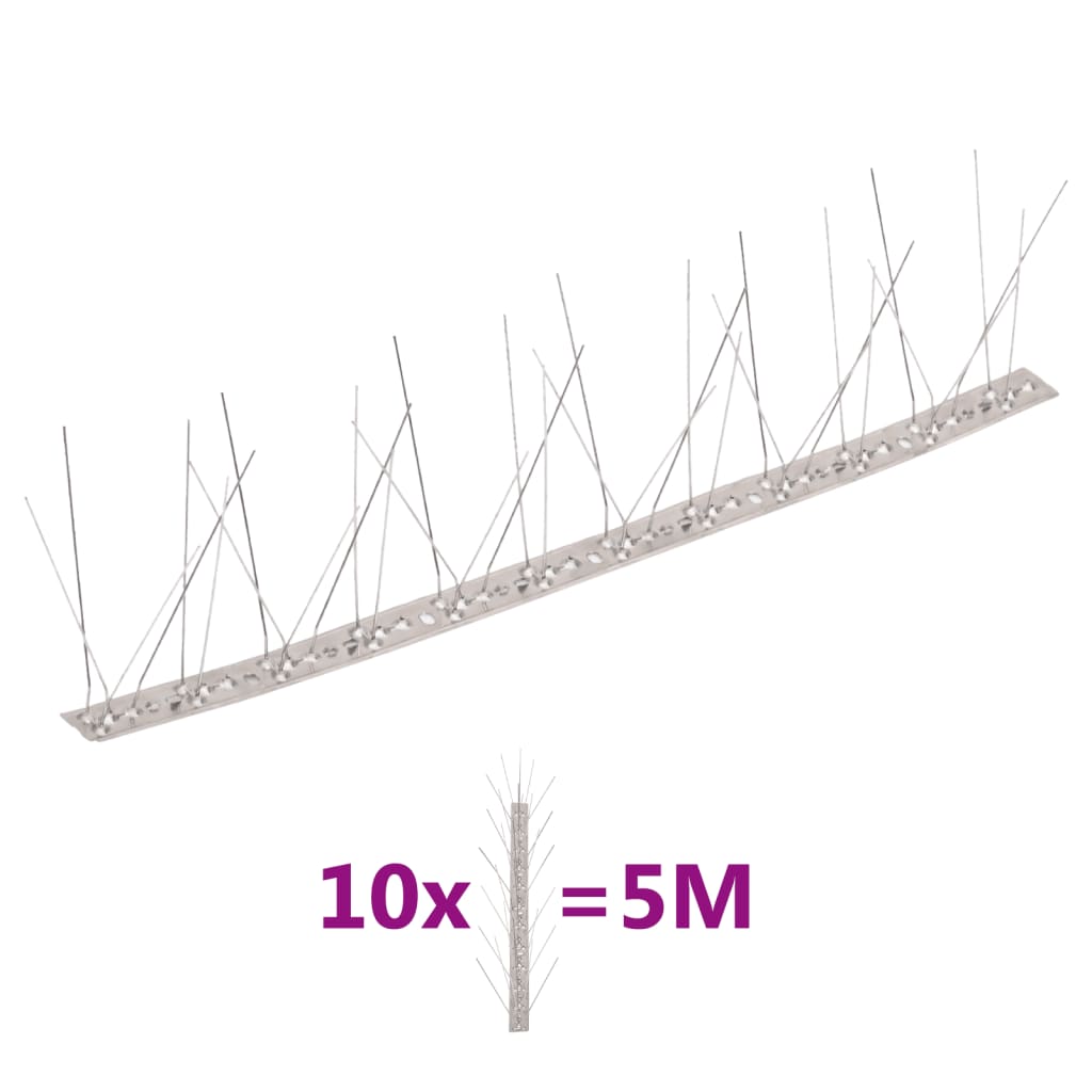 20-tlg. Taubenabwehr Spikes-Set Edelstahl 10 m 4-reihig