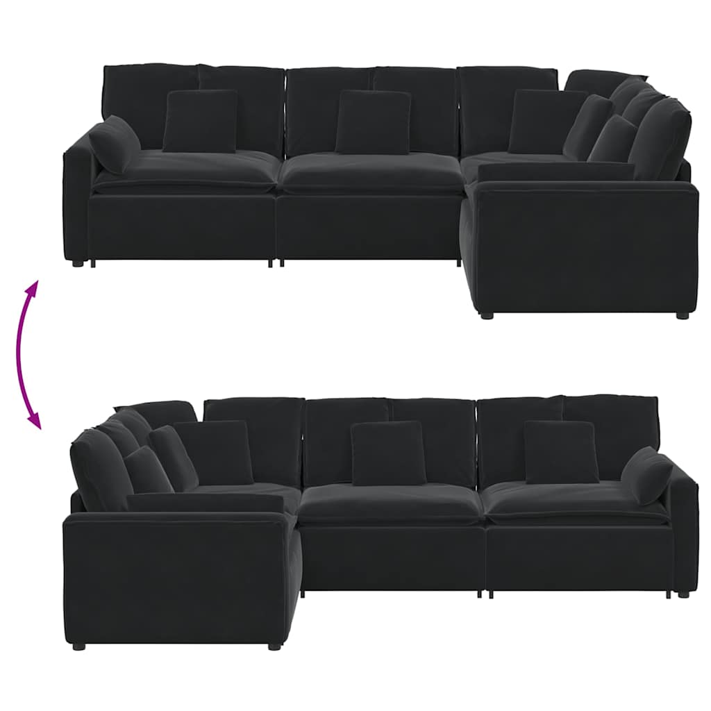 Modulares Sofa mit Kissen Samt Blau