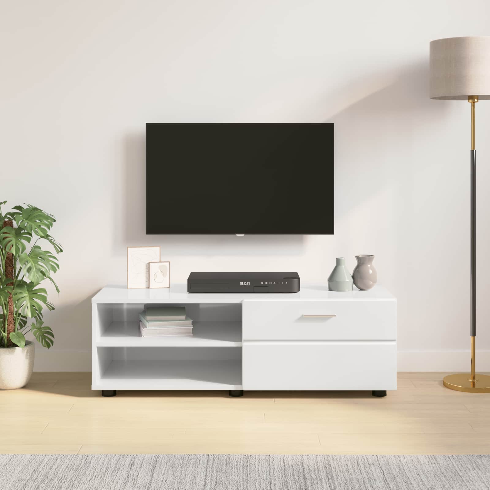 Highboard mit Regal FLORIN Weiß 60 x 35 x 182 cm Holzwerkstoff