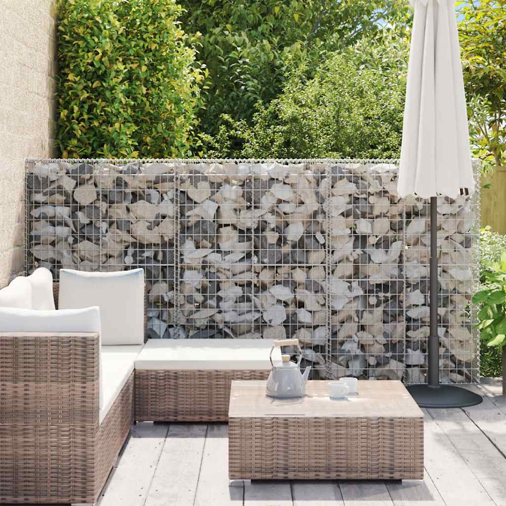 Gabionenwand mit Abdeckung Verzinkter Stahl 20×20×100 cm
