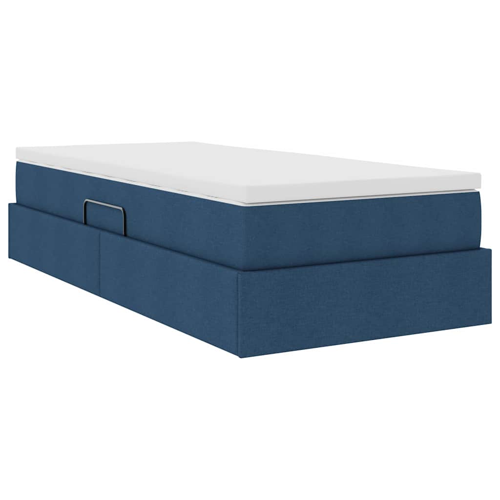 Aufbewahrungsbett mit Matratze Hellgrau 90 x 190 cm Polyester