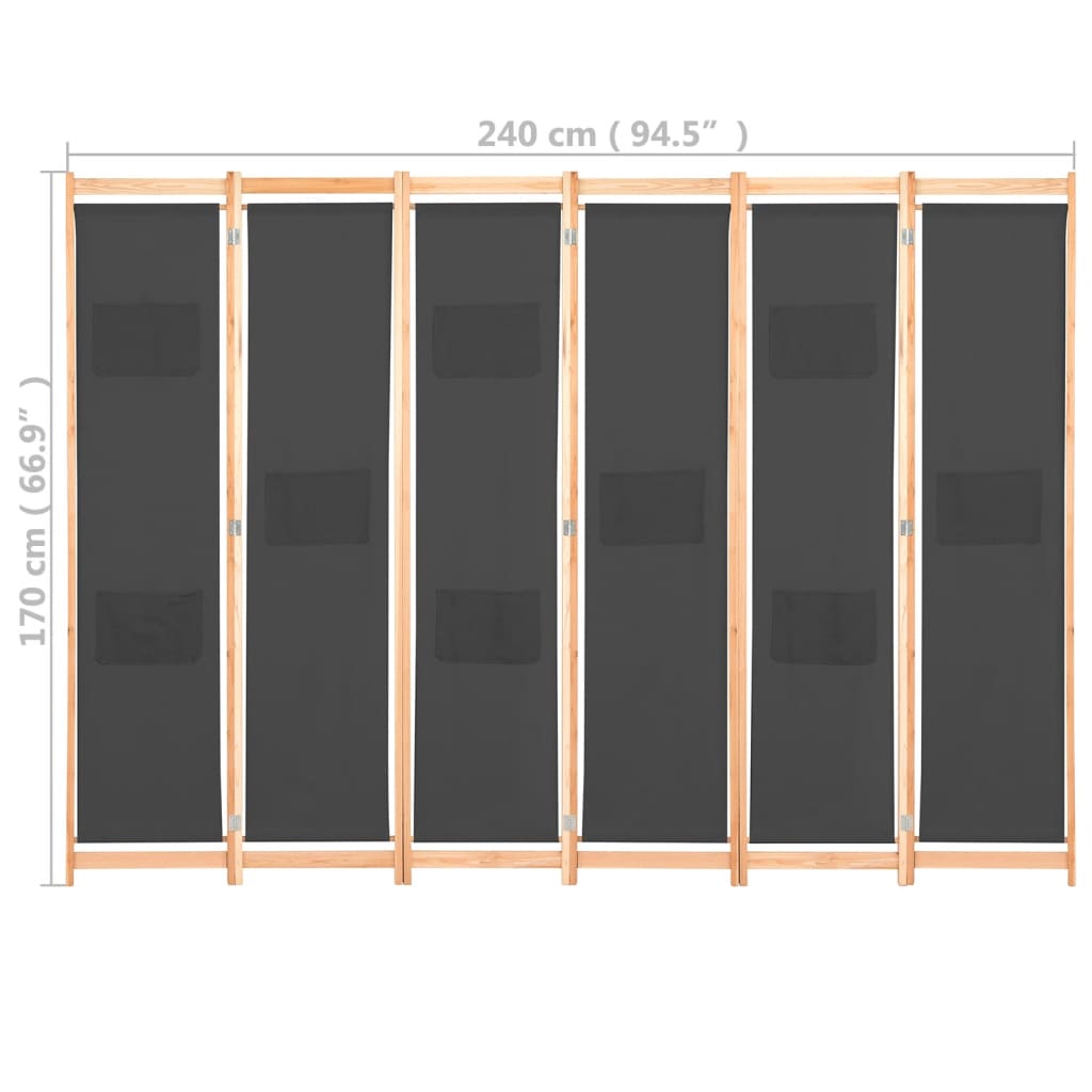 5-teiliger Raumteiler Creme 200 x 170 x 4 cm Stoff