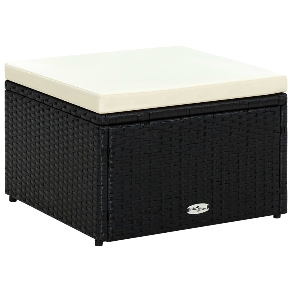 Outdoor-Fußhocker mit Kissen Grau Polyrattan