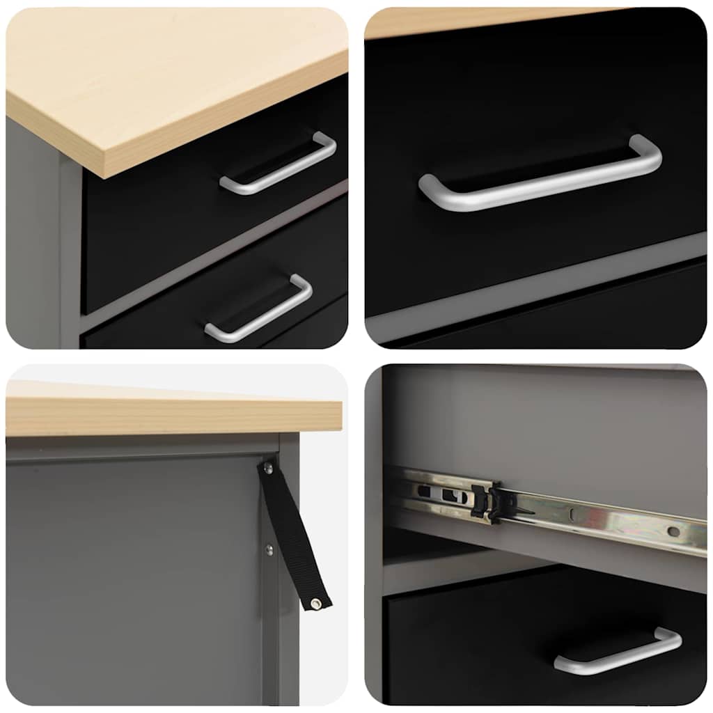 Werkbank mit Schubladen Schwarz und Grau 50 x 55 x 85 cm