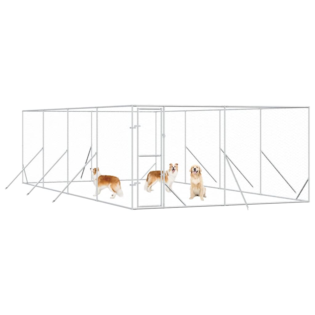 Outdoor-Hundezwinger Silbern 2x2x2 m Verzinkter Stahl