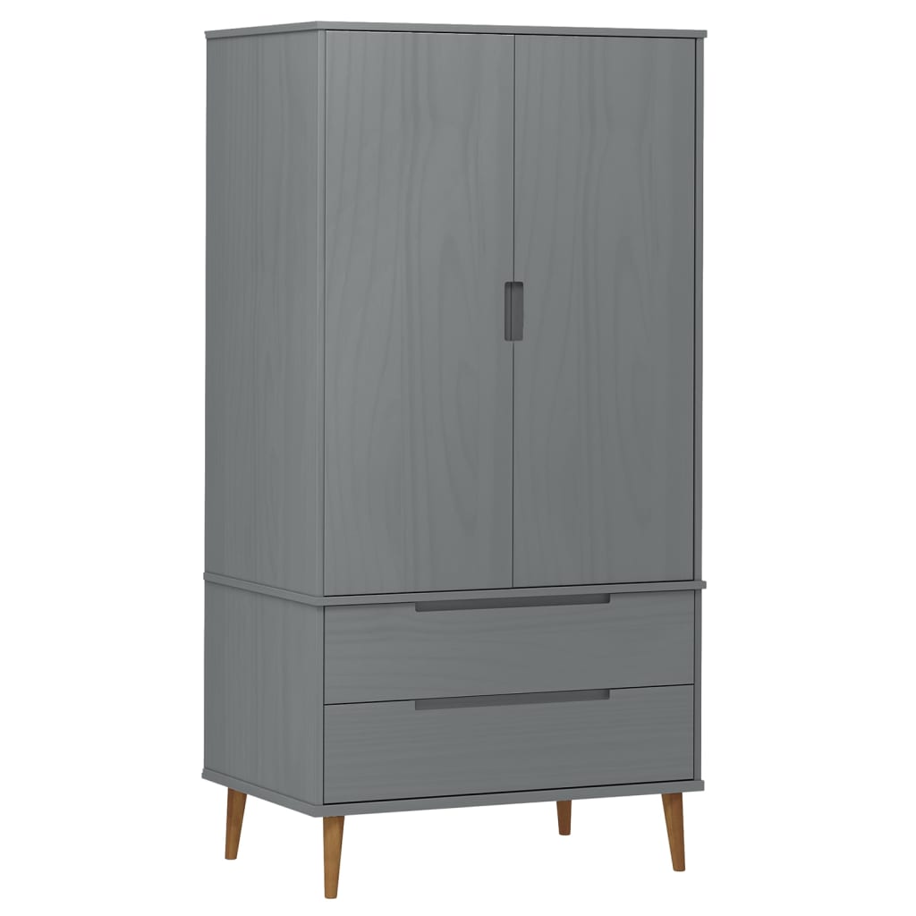 Kleiderschrank MOLDE Braun 90x55x175 cm Massivholz Kiefer