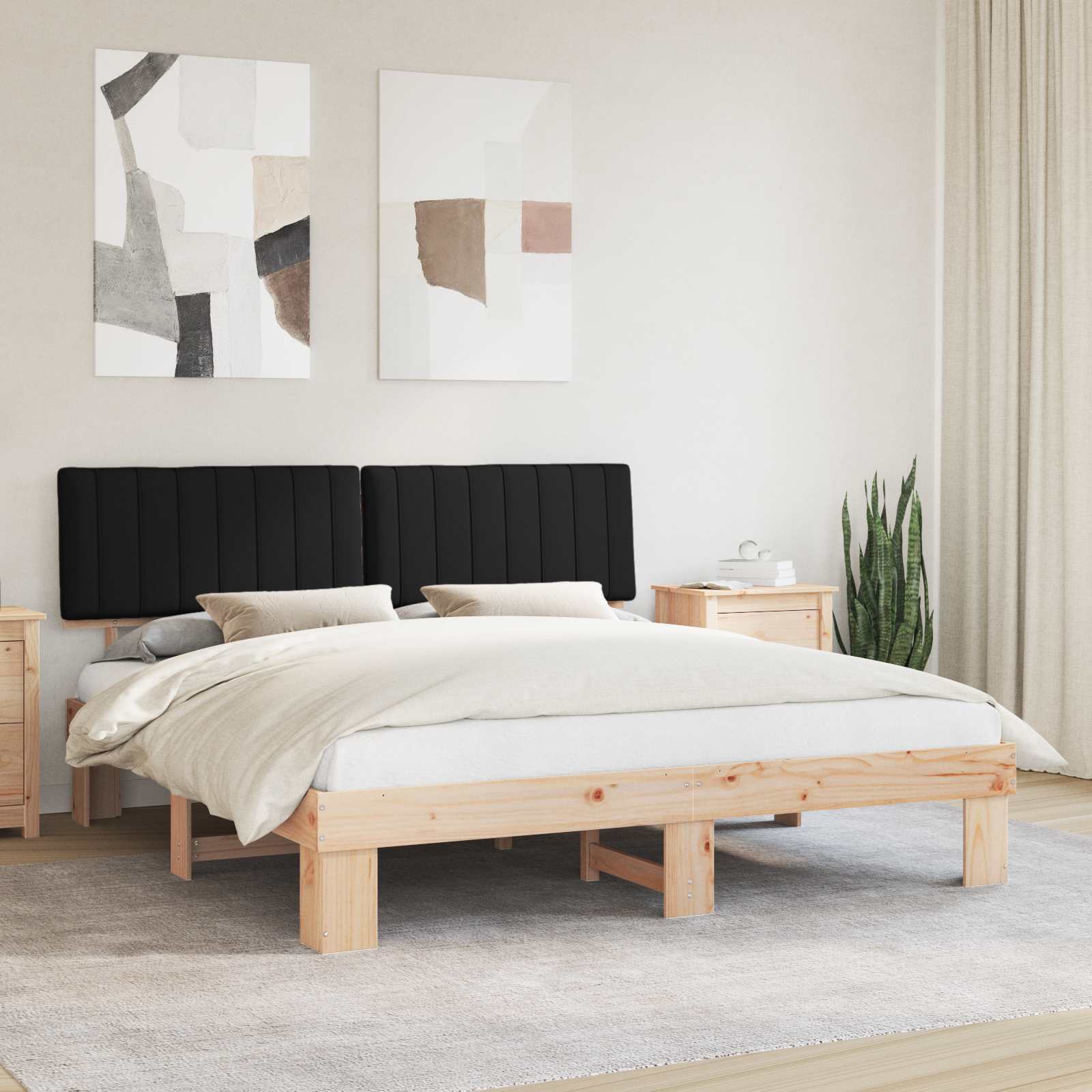 Bettgestell mit gepolstertem Kopfteil Hellgrau 200 x 200 cm