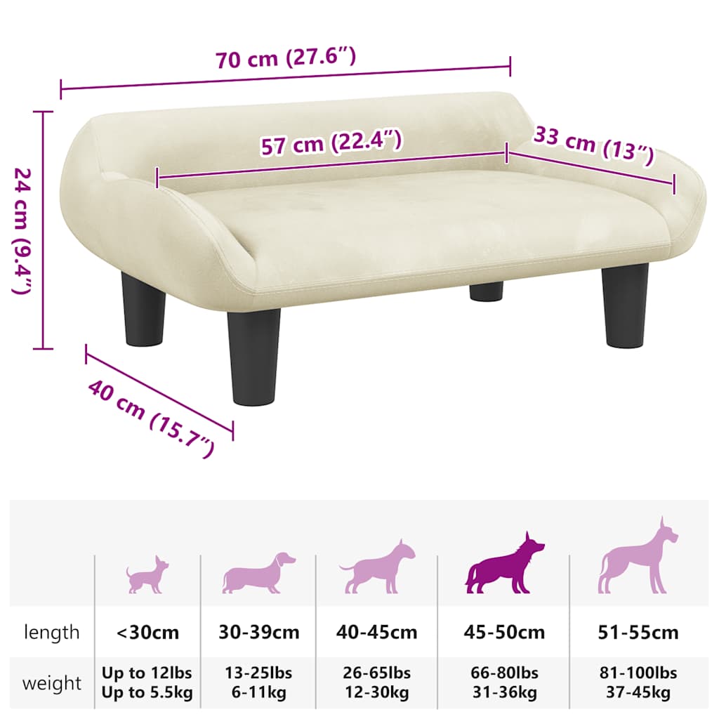 Hundebett Creme 70x40x24 cm Stoff