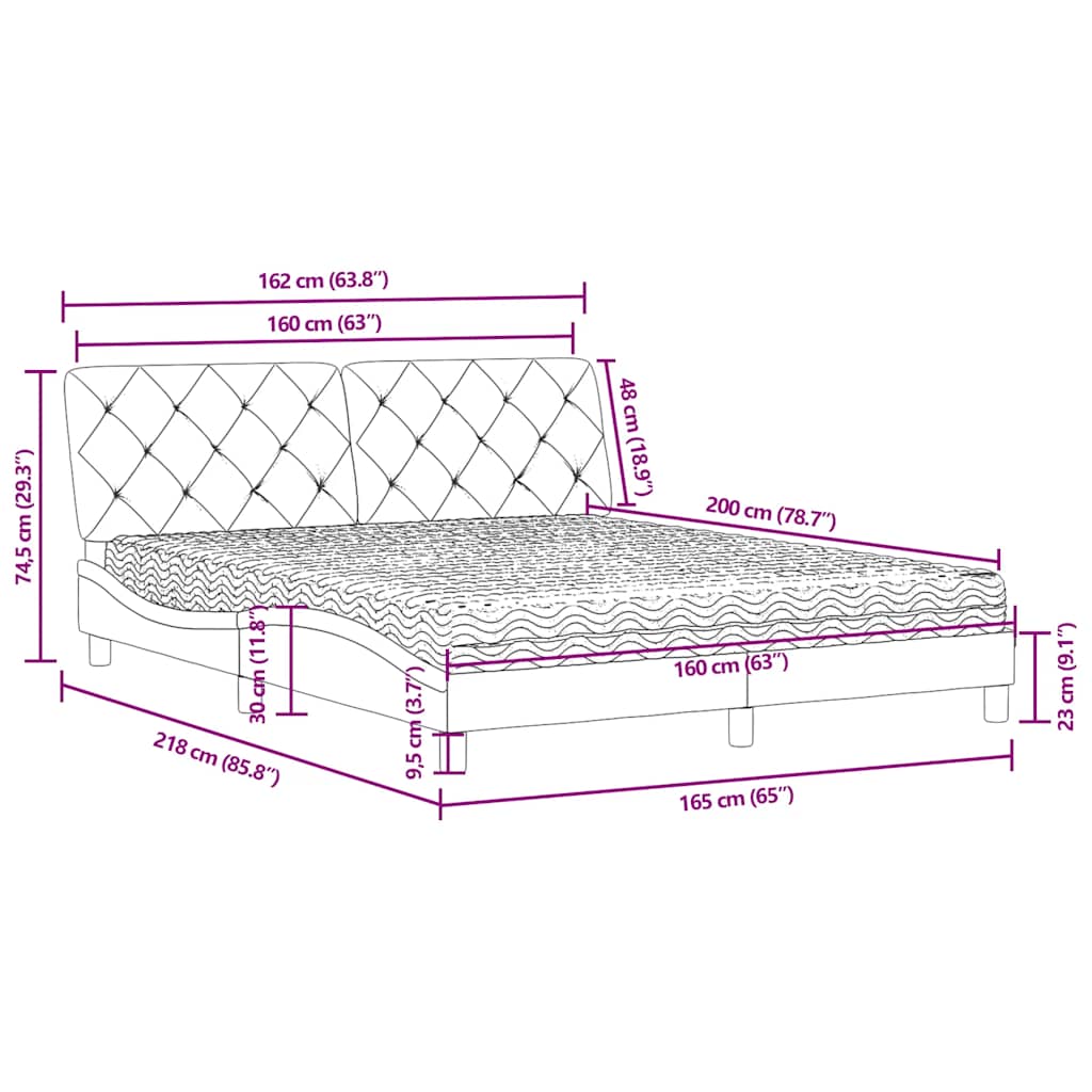 Bett mit Matratze Hellgrau 80x200 cm Samt