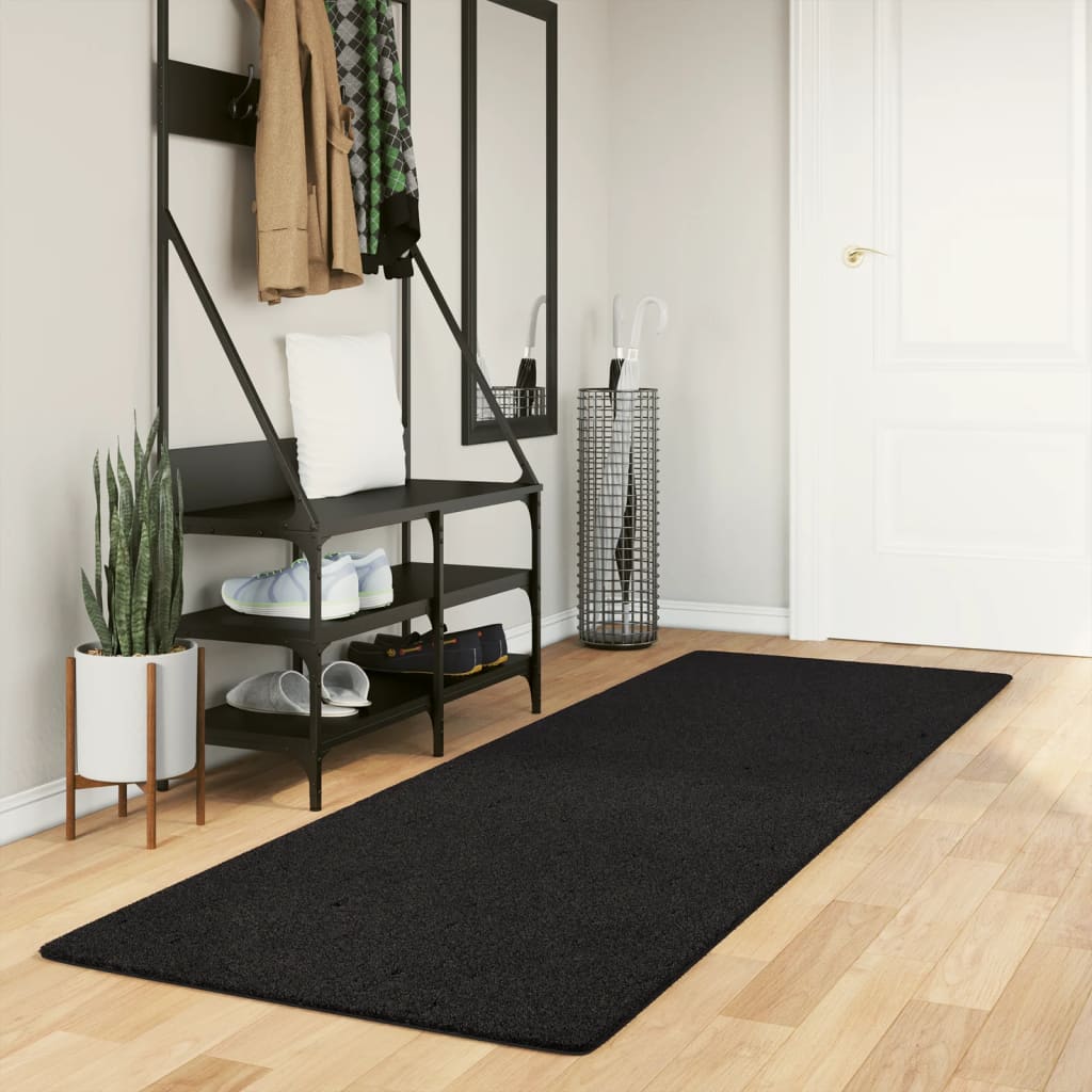 Teppich HUARTE Kurzflor Weich und Waschbar Anthrazit 60x110 cm