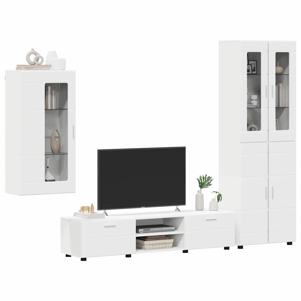 Highboard mit Regal FLORIN Weiß 60 x 35 x 182 cm Holzwerkstoff