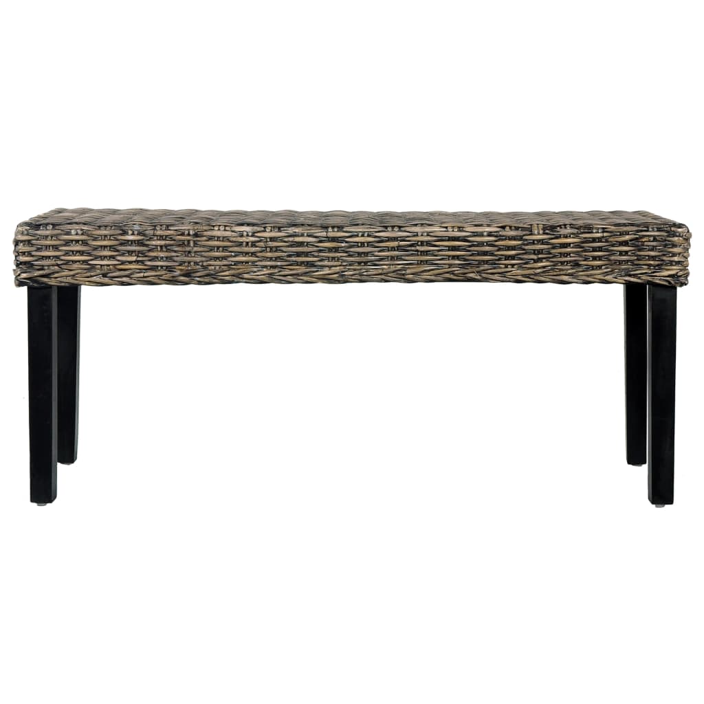 Sitzbank 110 cm Weiß Natur Kubu-Rattan und Massivholz Mahagoni