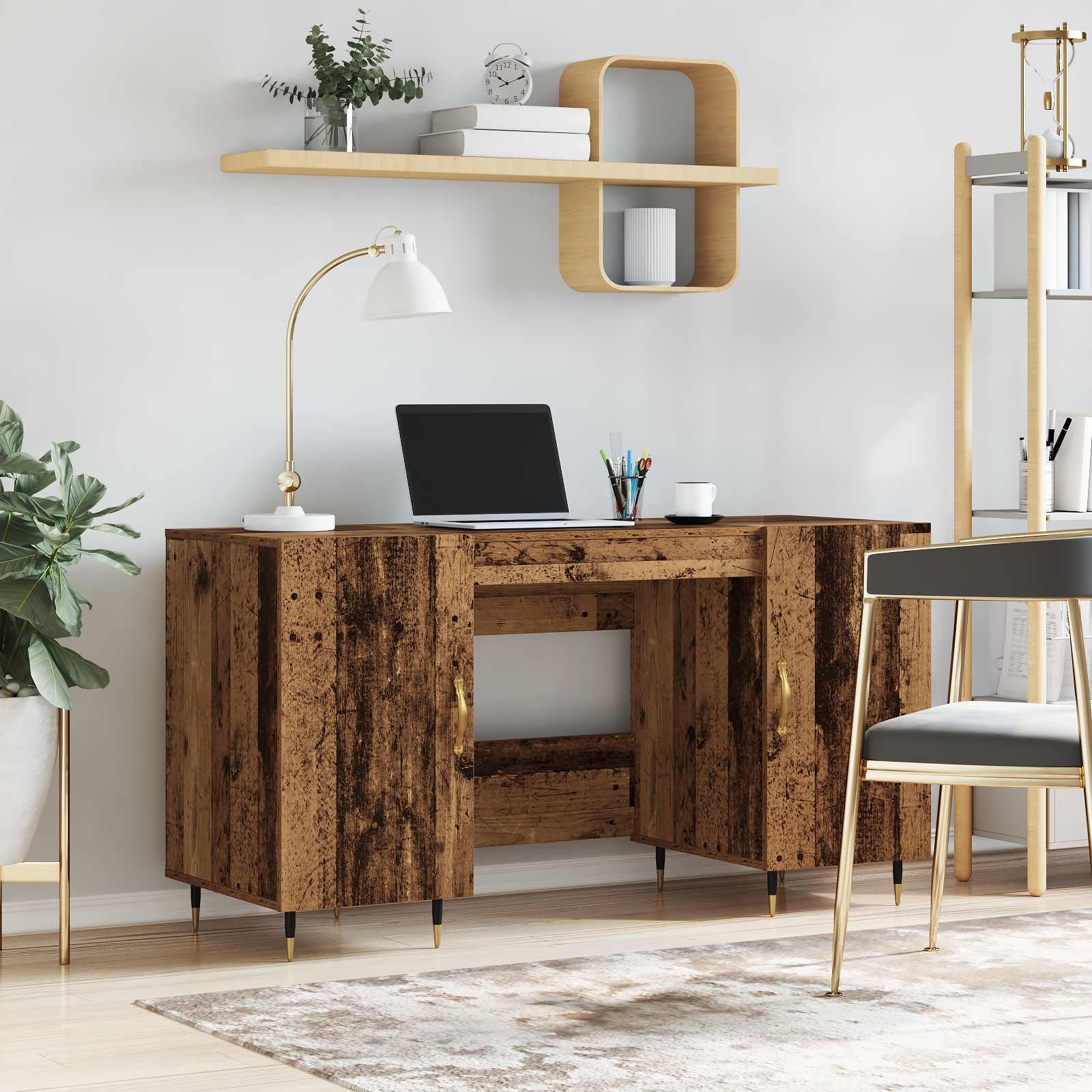 Schreibtisch Betongrau 140x50x75 cm Holzwerkstoff
