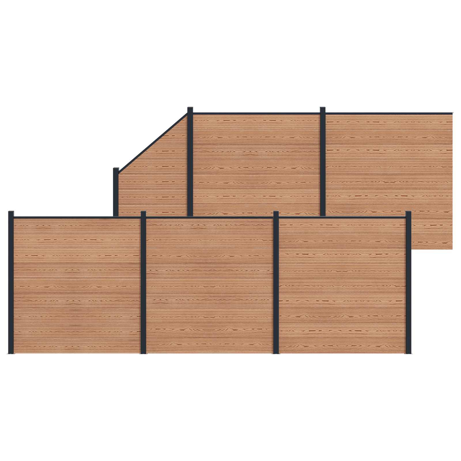 Zaunelement WPC 180x186 cm Schwarz