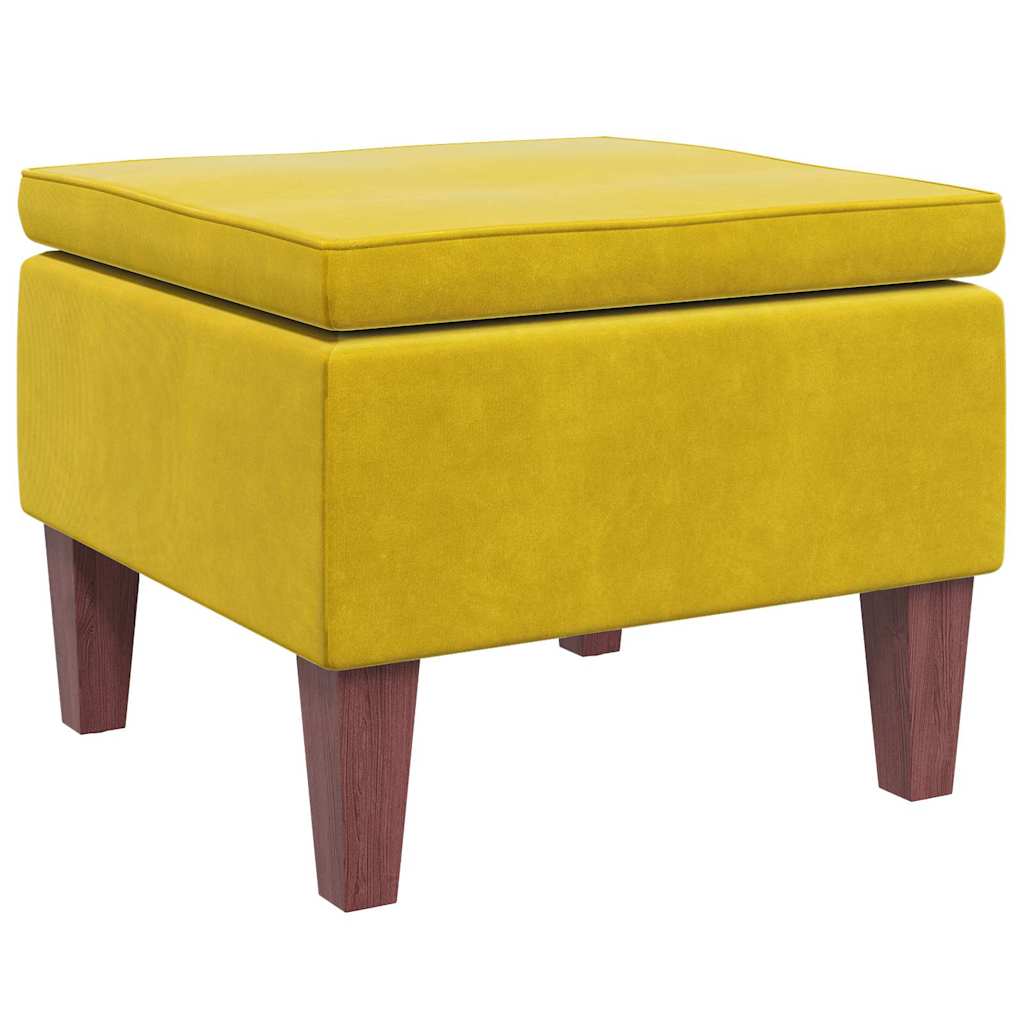 Hocker mit Holzbeinen Dunkelgrau Samt