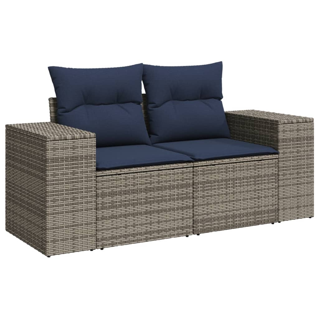 4-teiliges Gartensofa-Set mit Kissen, schwarzes Polyrattan
