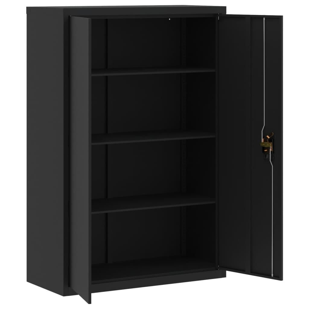 Aktenschrank mit 2 Türen Grau 90 cm Stahl