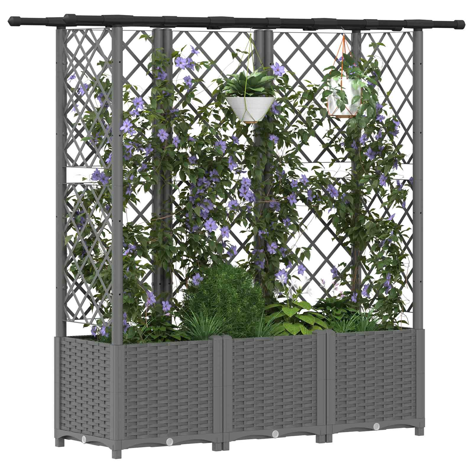 Hochbeet mit Rankgitter und Dach Braun 124 x 40 x 123 cm PP