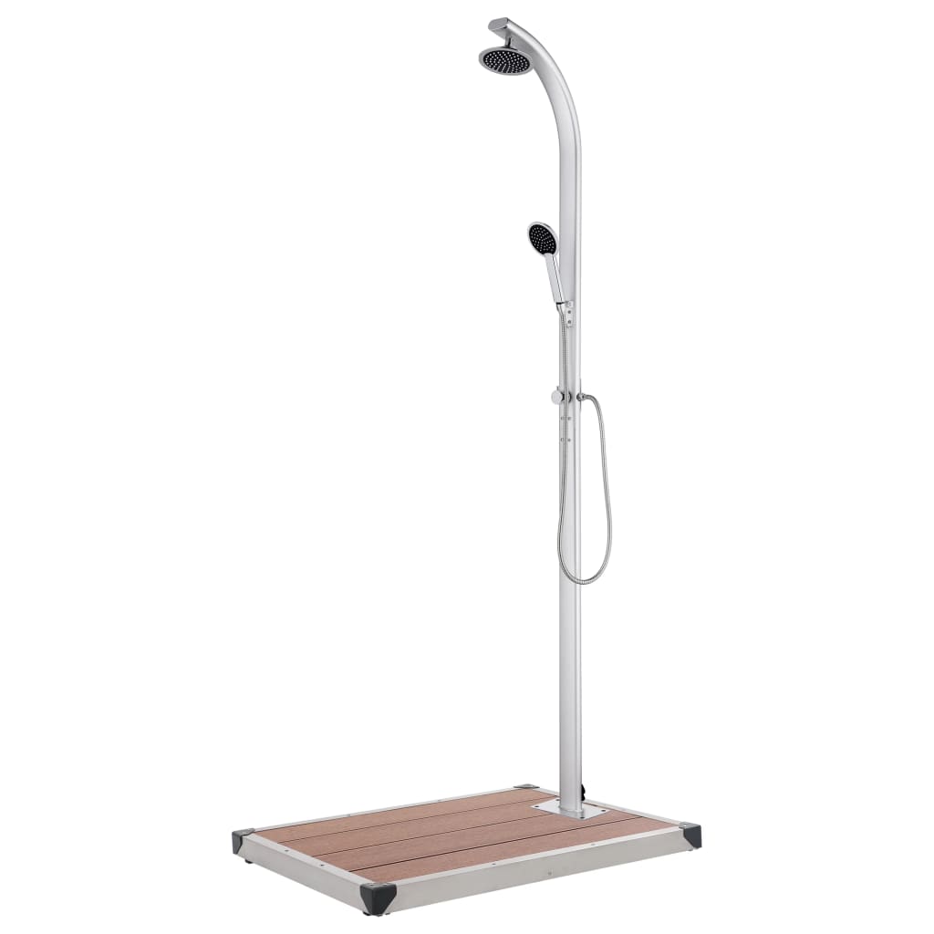 Gartendusche mit Grauer Bodenplatte 220 cm Aluminium