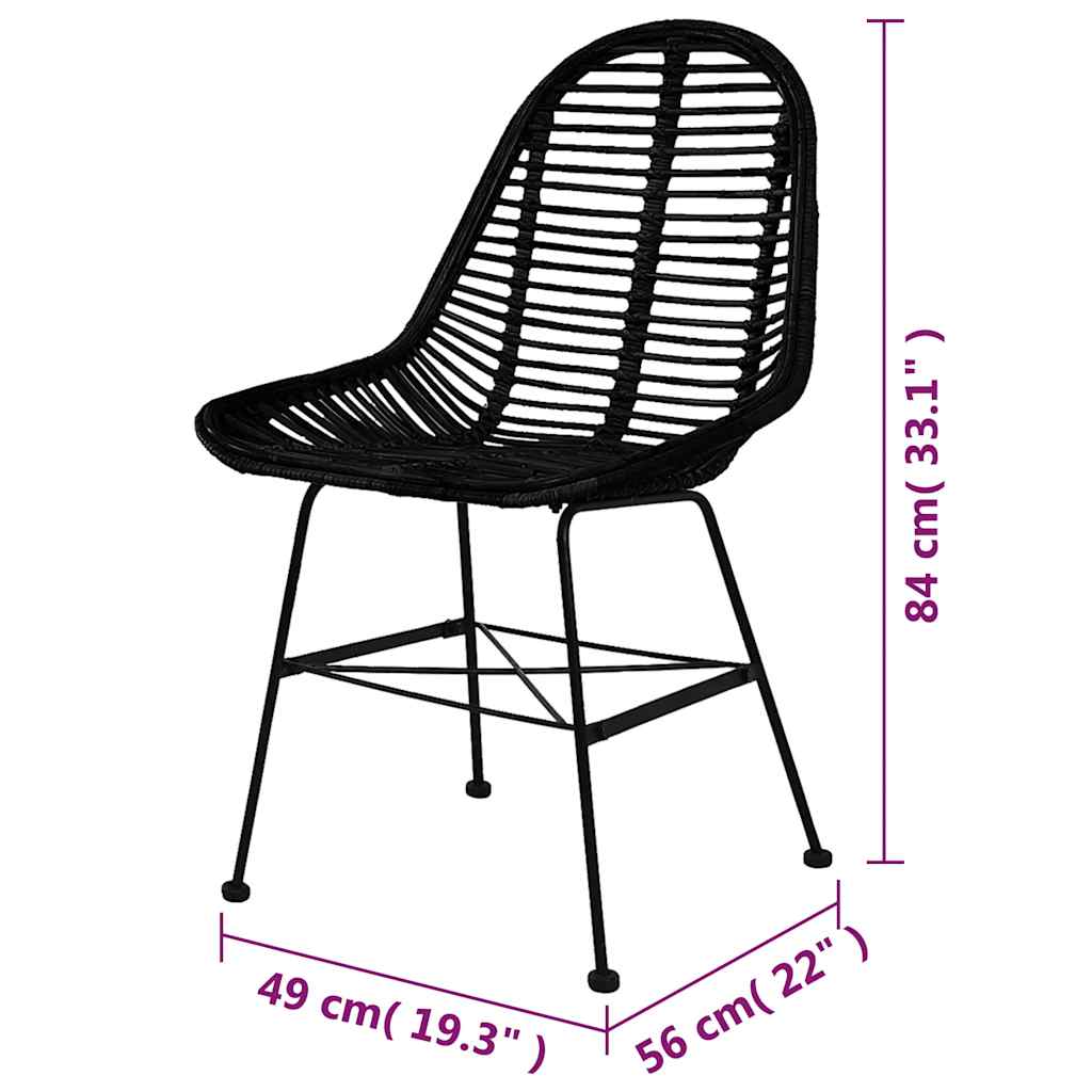 Esszimmerstühle 2 Stk. Natur Rattan