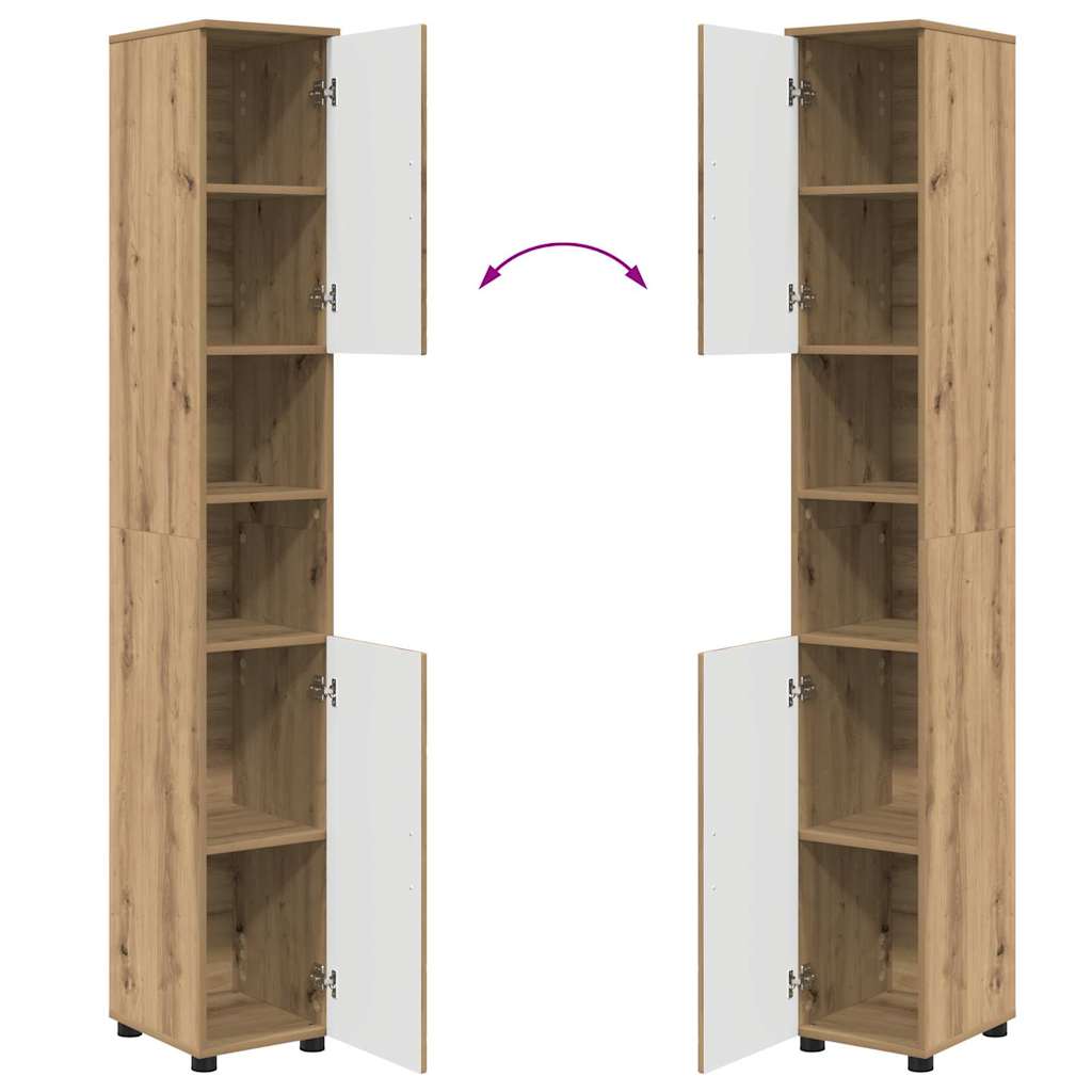 Badezimmermöbel-Set mit Tür 4 pcs Weiß Holzwerkstoff & Metall