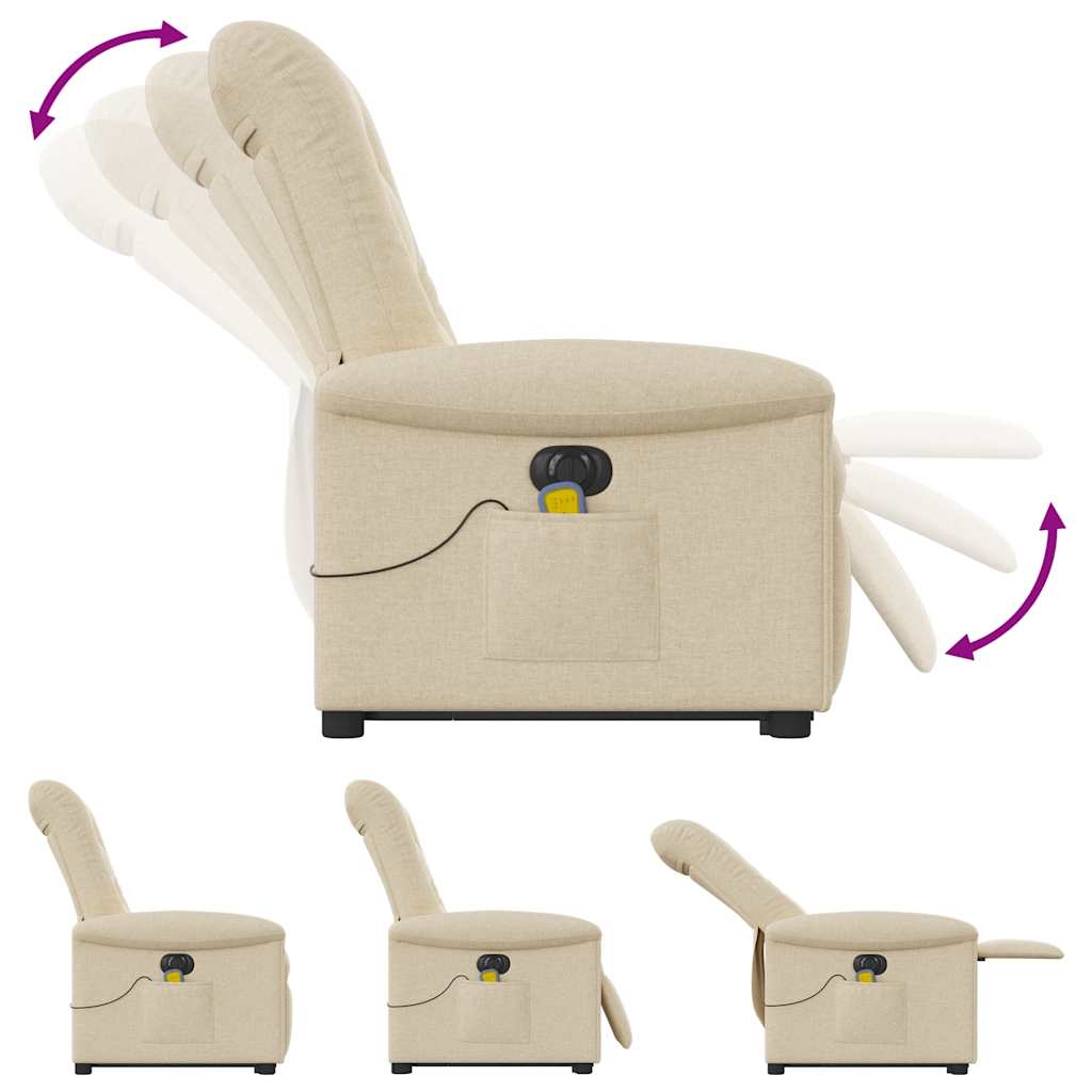 Massagesessel mit Aufstehhilfe Hellgrau Stoff