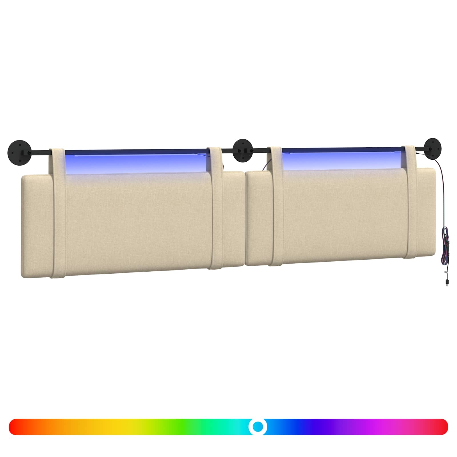 Hängendes Kopfteil Mit LED Licht Wolkengrau Stoff