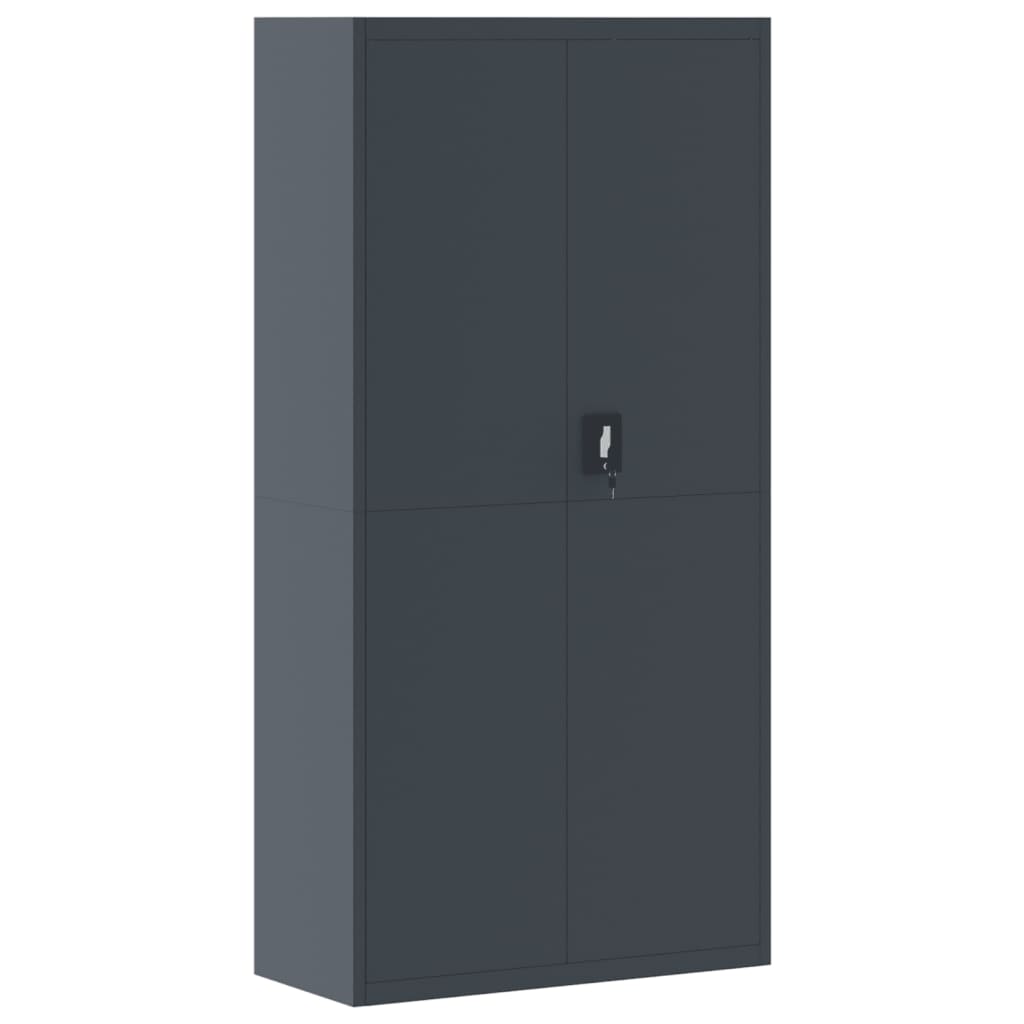 Aktenschrank mit 2 Türen Grau 90 cm Stahl