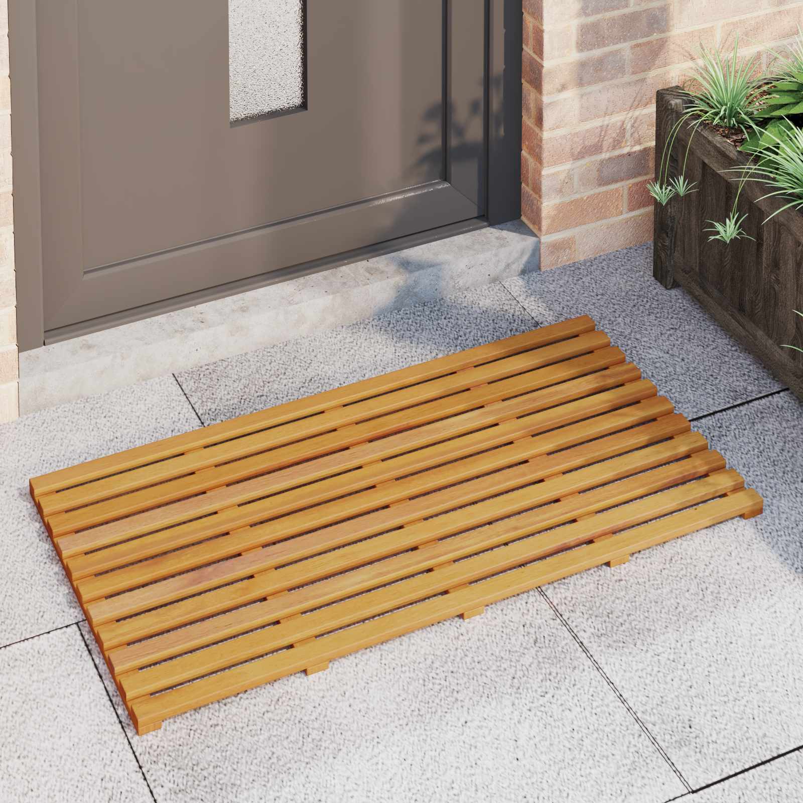 Badematte Uni Braun 56 x 37 x 2,5 cm Massives Akazienholz