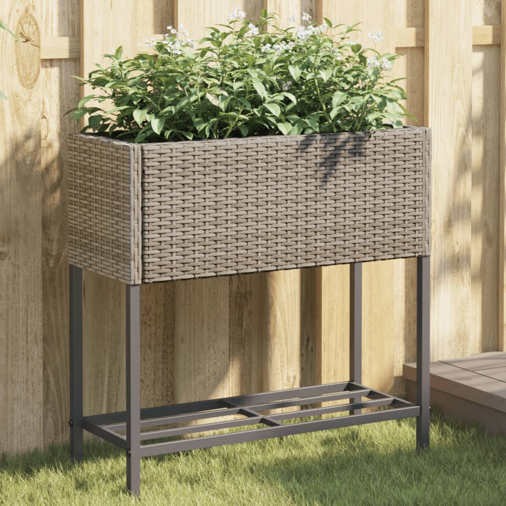 Hochbeete mit Ablage 2 Stk. Schwarz 70x28x70 cm Poly Rattan