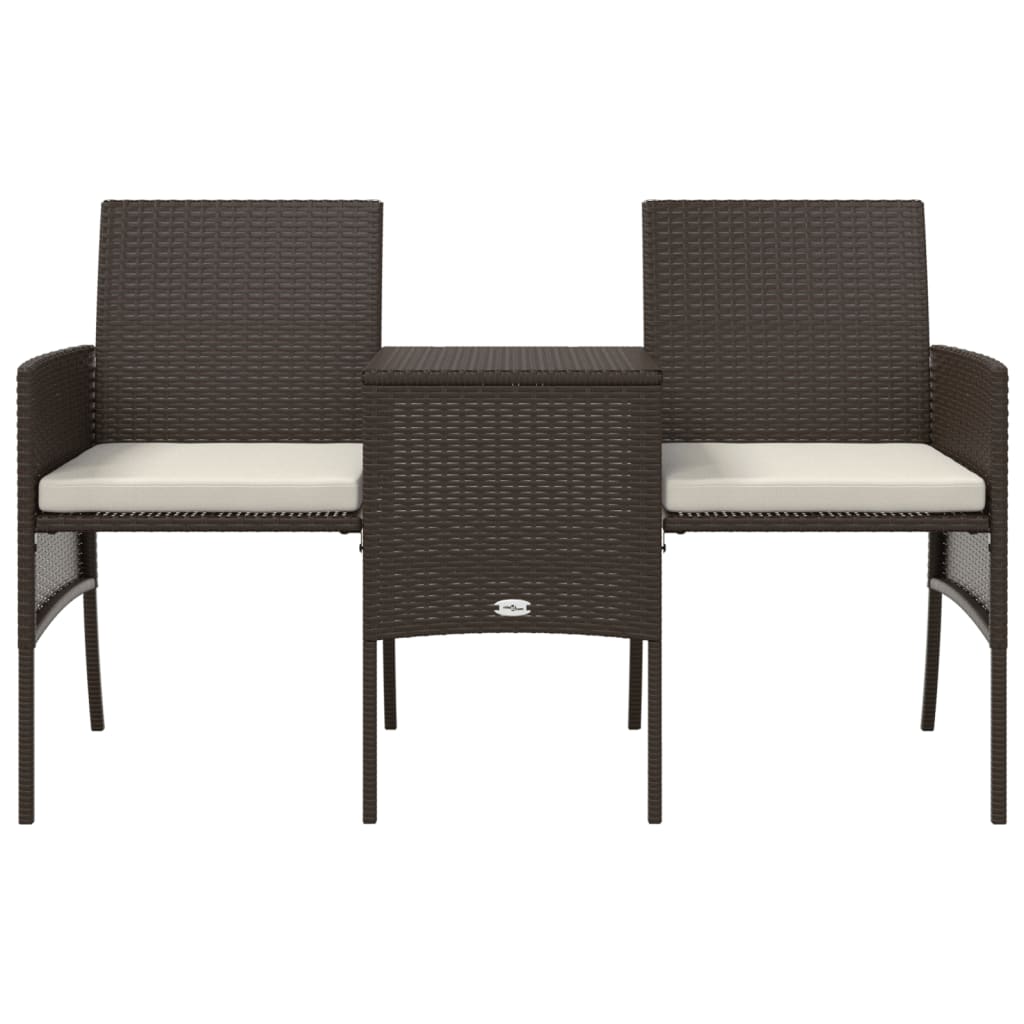 2-Sitzer-Gartensofa mit Teetisch und Hocker Poly Rattan Grau