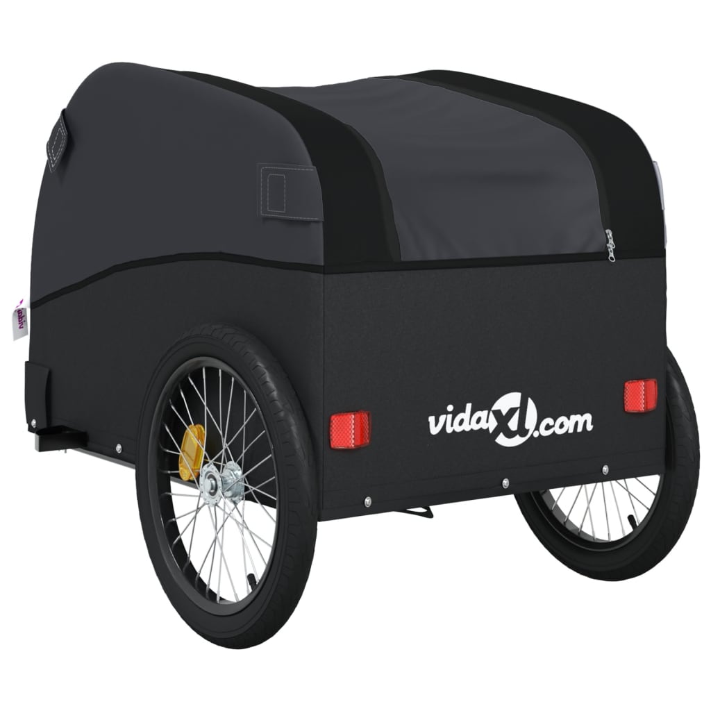 Fahrradanhänger Schwarz und Orange 30 kg Eisen