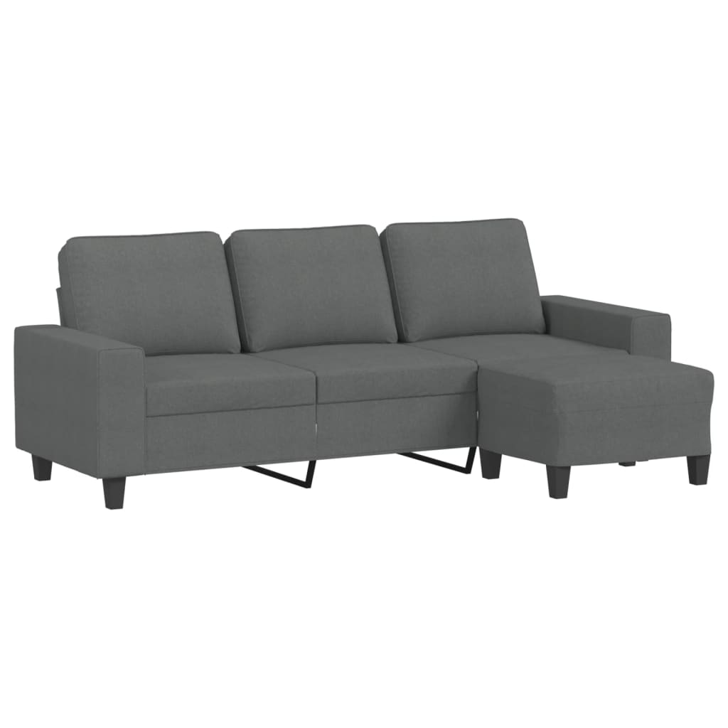 3-Sitzer-Sofa mit Hocker Hellgrau 180 cm Stoff