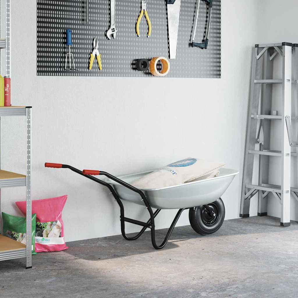 Schubkarre Silber und Schwarz 137 x 60 x 65,5 cm Stahl