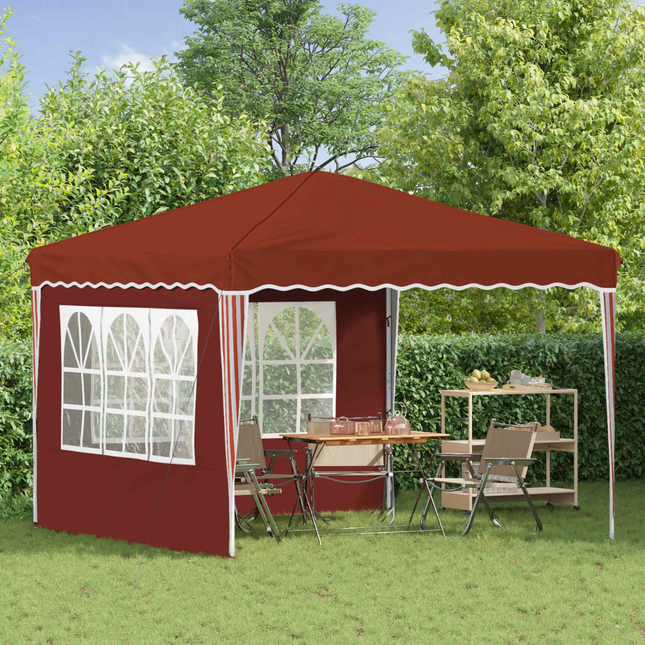 Pop-up Partyzelt 288 x 288 x 245 cm Creme Oxford-Stoff