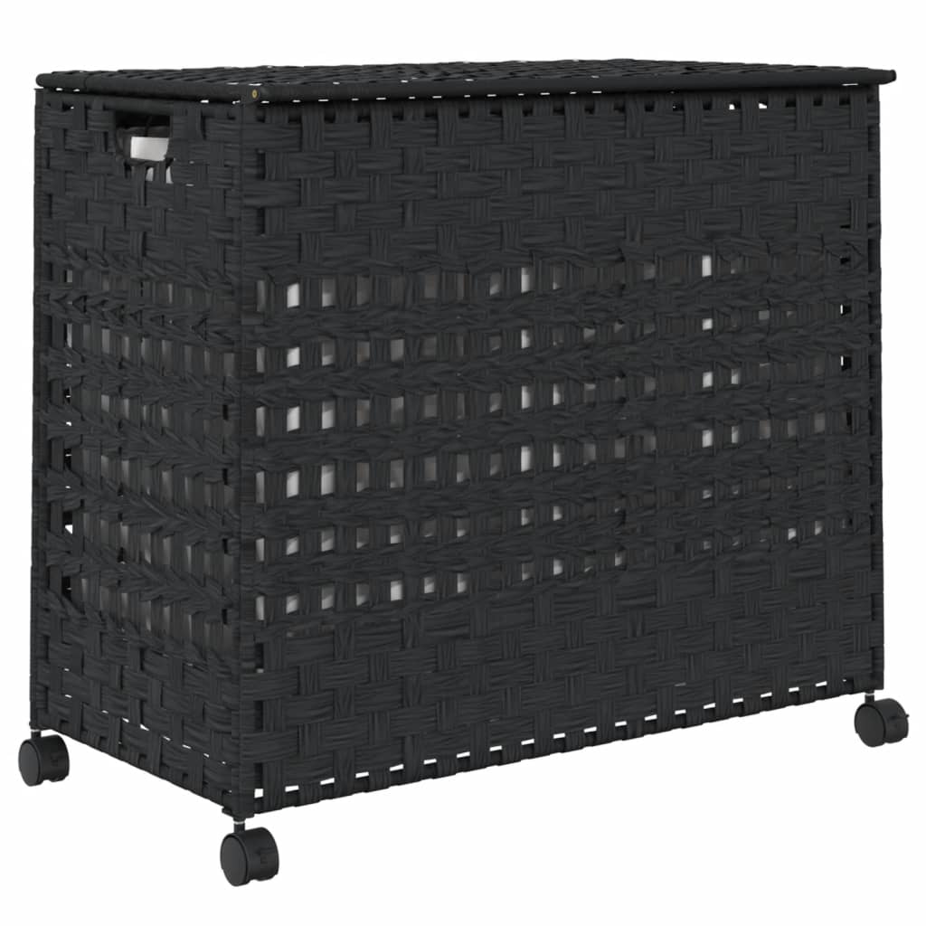 Wäschekorb mit Rollen 66x35x60 cm Rattan