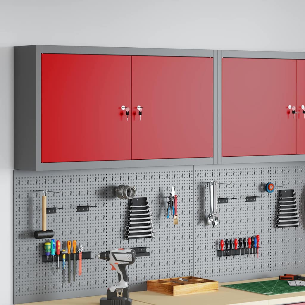 Werkzeugschrank mit Regal Schwarz und Grau 55 x 55 x 55 cm