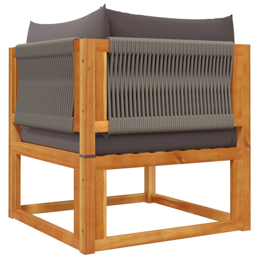 6-tlg. Gartensofa-Set mit Kissen Holz Akazie & Seil
