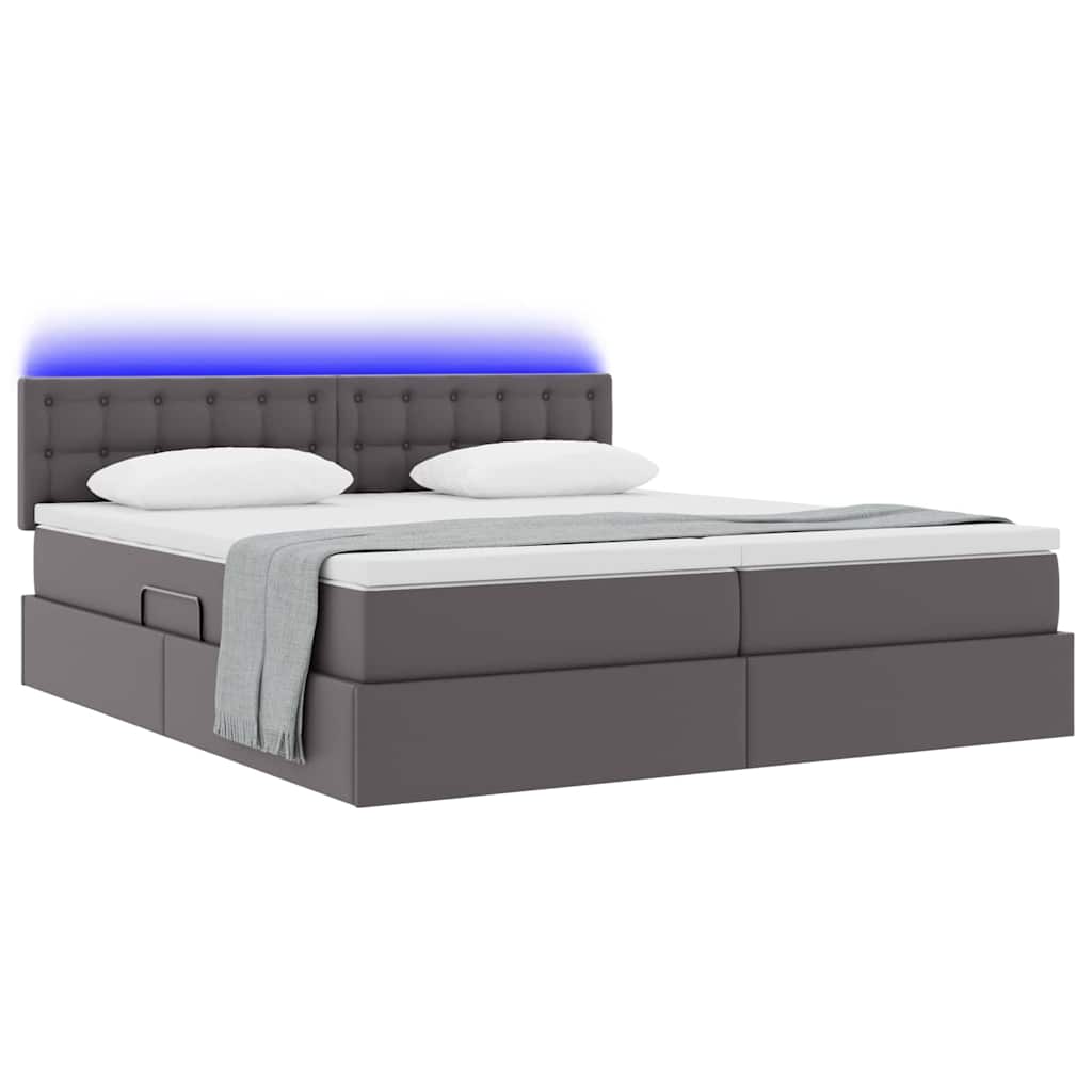 Bett mit Stauraum und LED Schwarz 180 x 200 cm Kunstleder
