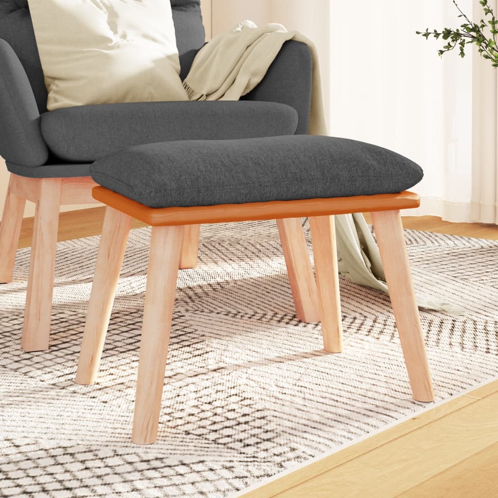 Fußhocker Hellgrau 45x29,5x35 cm Stoff und Kunstleder