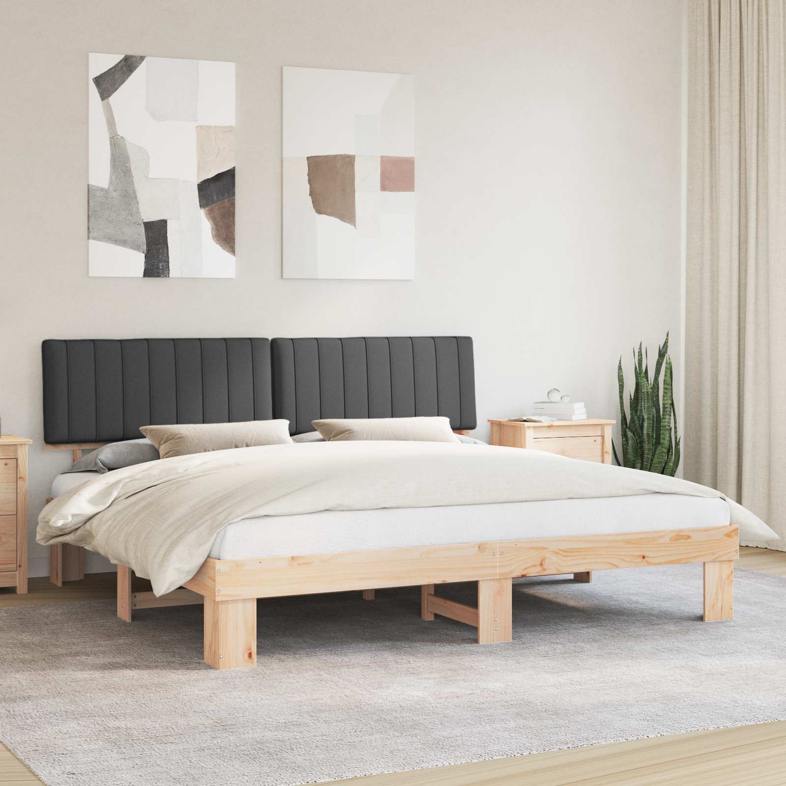 Bettgestell mit gepolstertem Kopfteil Hellgrau 200 x 200 cm