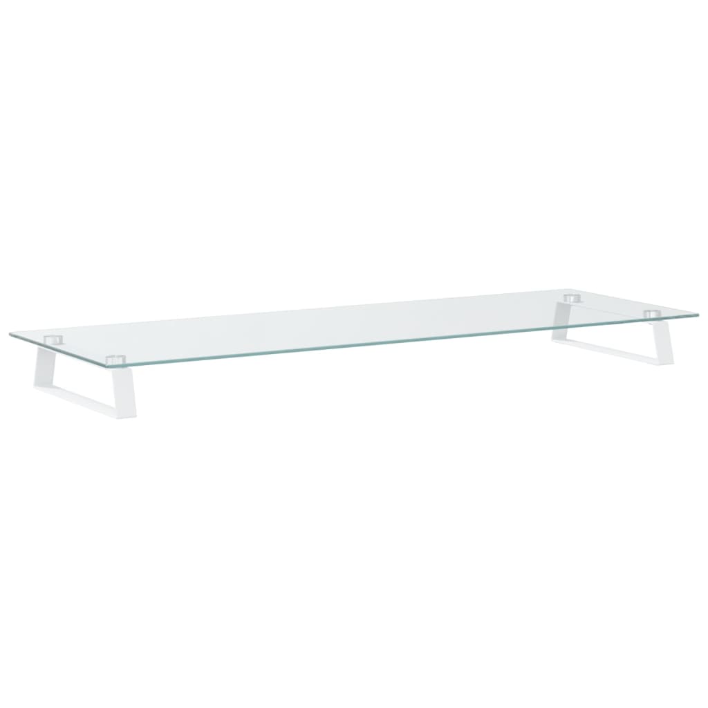 Monitorständer Weiß 60x20x8 cm Hartglas und Metall