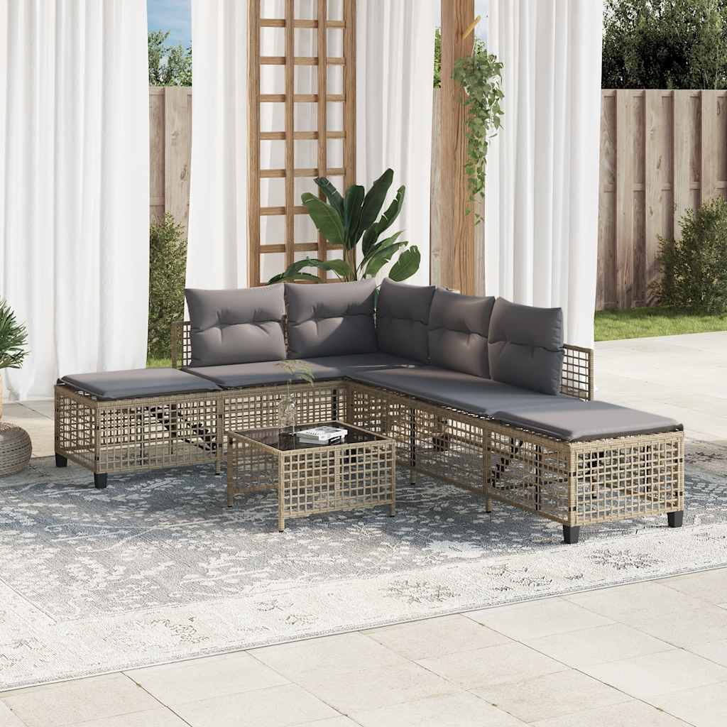 3-tlg. Garten-Ecksofa-Set mit Kissen Schwarz Poly Rattan
