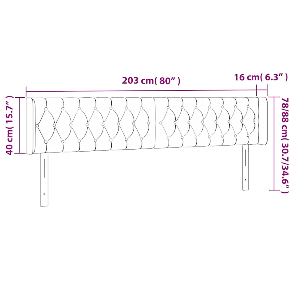 Kopfteil mit Ohren Dunkelblau 93x16x78/88 cm Samt