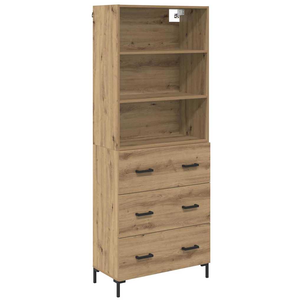 Highboard Hochglanz-Weiß 69,5x34x180 cm Holzwerkstoff