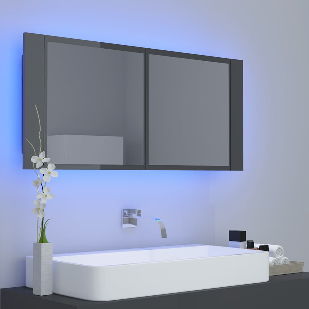 LED-Bad-Spiegelschrank Weiß 100x12x45 cm Acryl