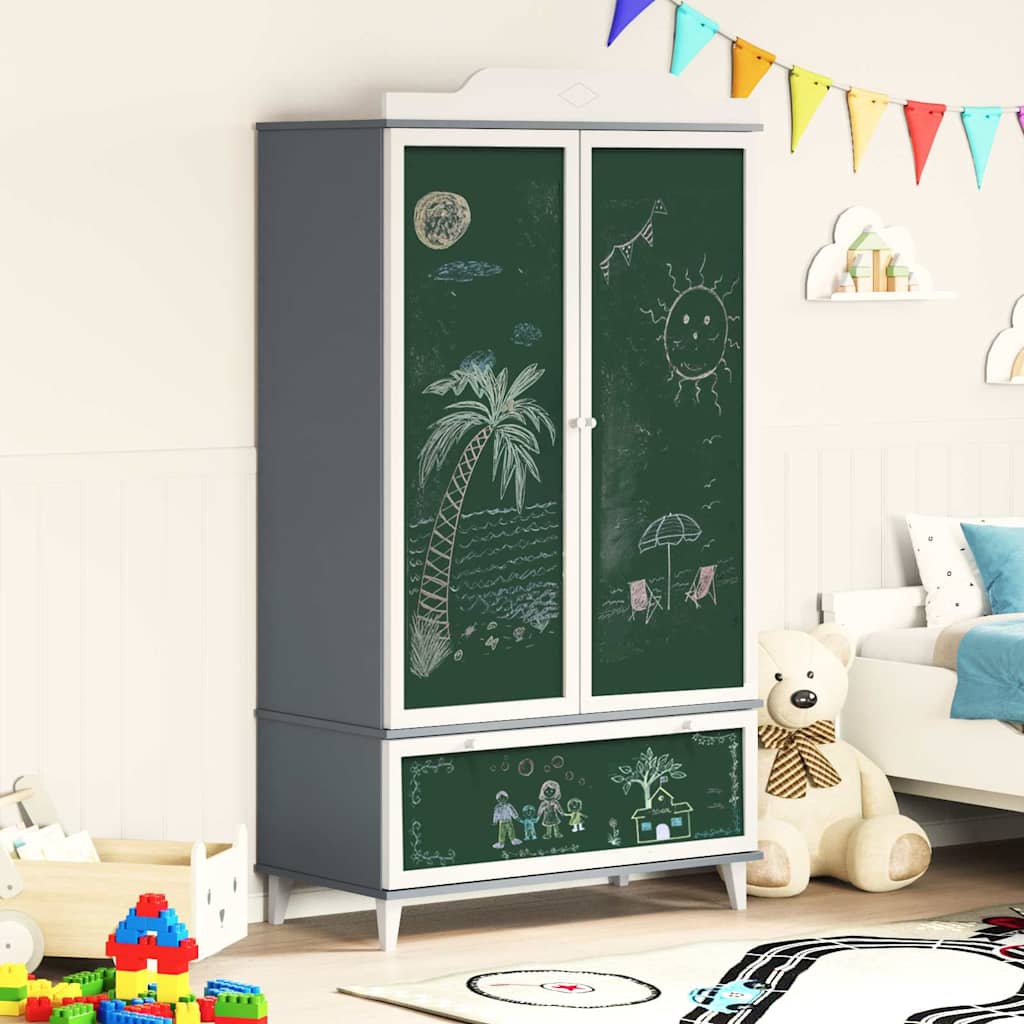 Kreidetafel Kleiderschrank mit Tür ROROS Weiß 90 x 45 x 165 cm