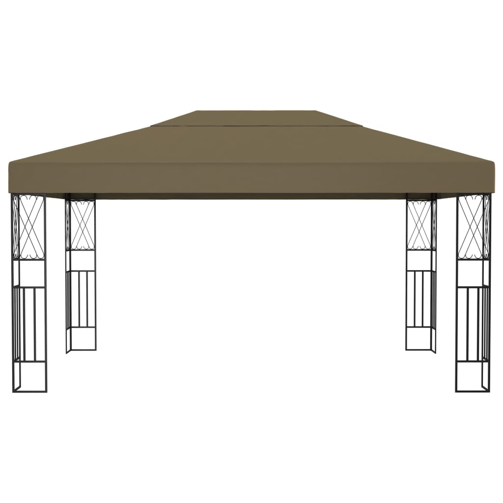 Pavillon mit LED-Lichterkette 3x3 m Creme Stoff