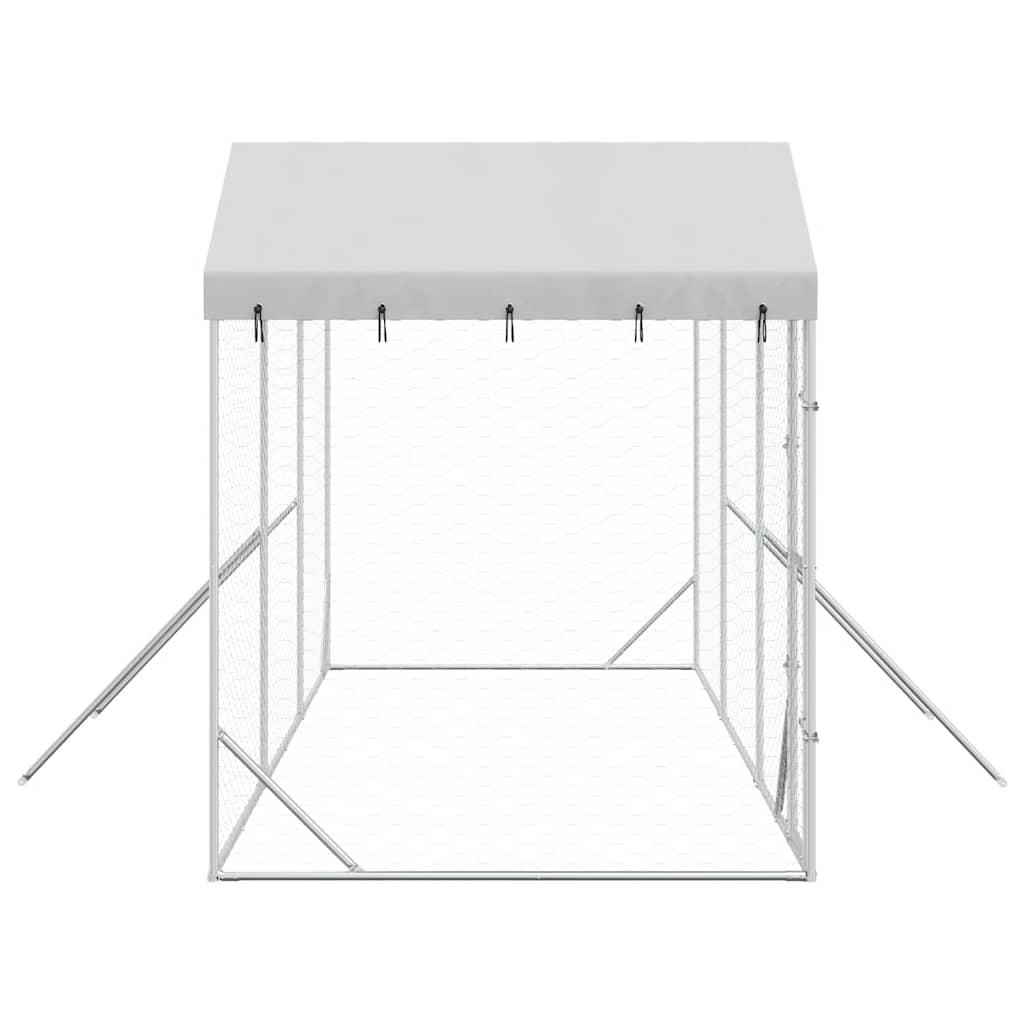 Outdoor-Hundezwinger mit Dach Silber 2x2x2,5 m Verzinkter Stahl