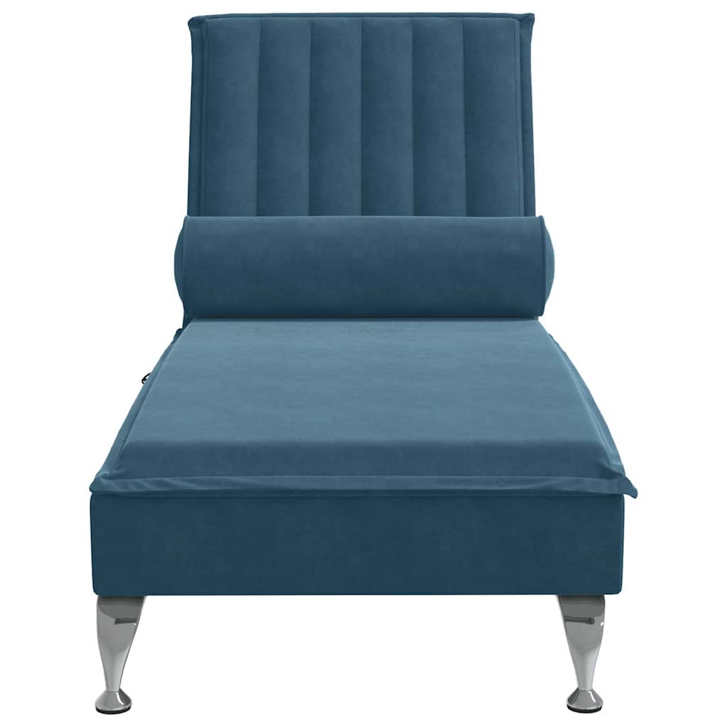 Massage-Chaiselongue mit Nackenrolle Hellgrau Samt